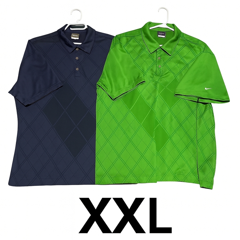 Nike Men's Polo Shirts - Dark Blue and Bright Green